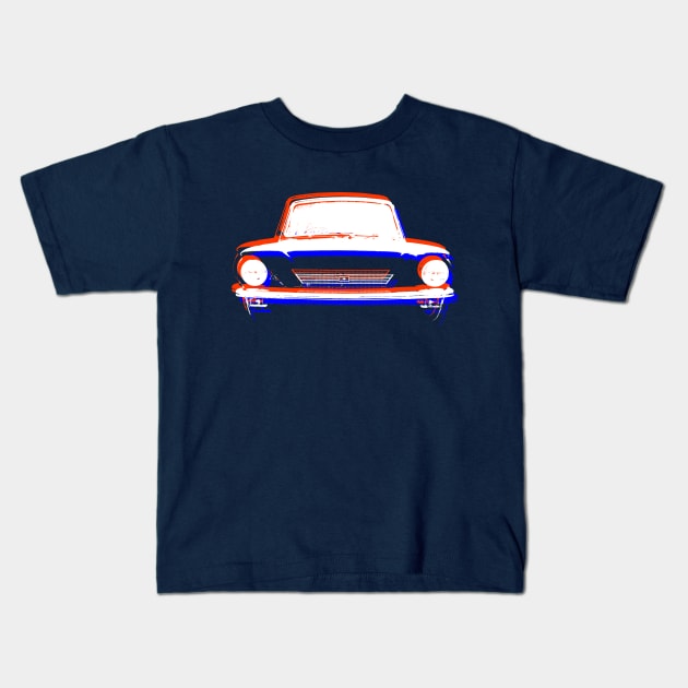 Hillman Imp British classic car monoblock red white blue Kids T-Shirt by soitwouldseem